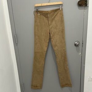 Ralph Lauren Women's Vintage Tan Suede Straight Leg Pants